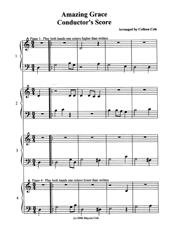 Amazing Grace Ensemble Score
