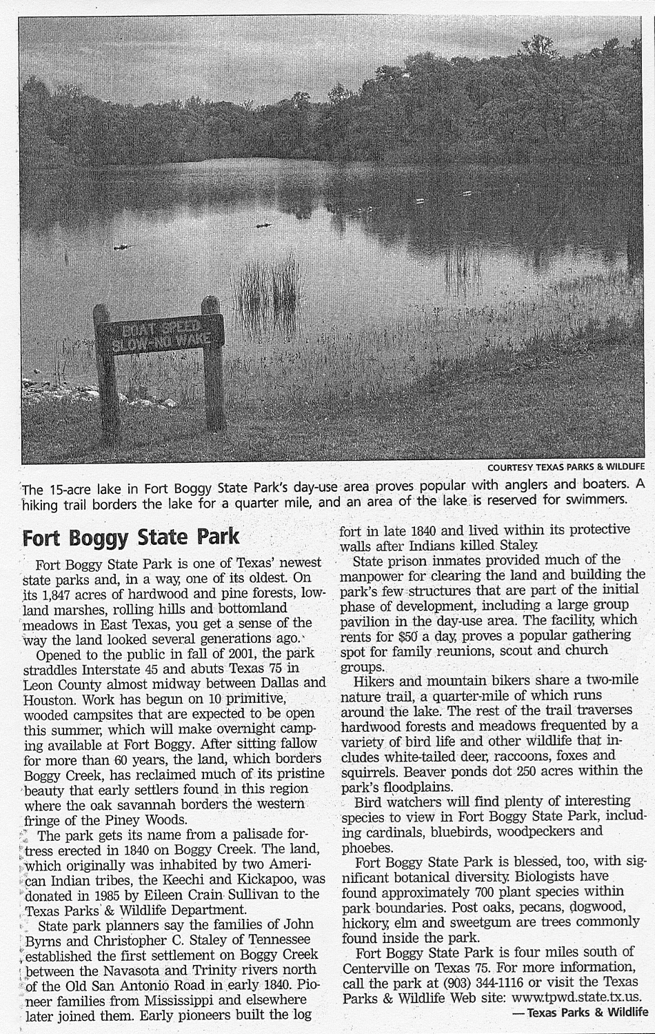 Fort Boggy State Park, Centerville,Texas