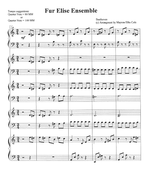 Fur Elise Ensemble Conductor's Score
