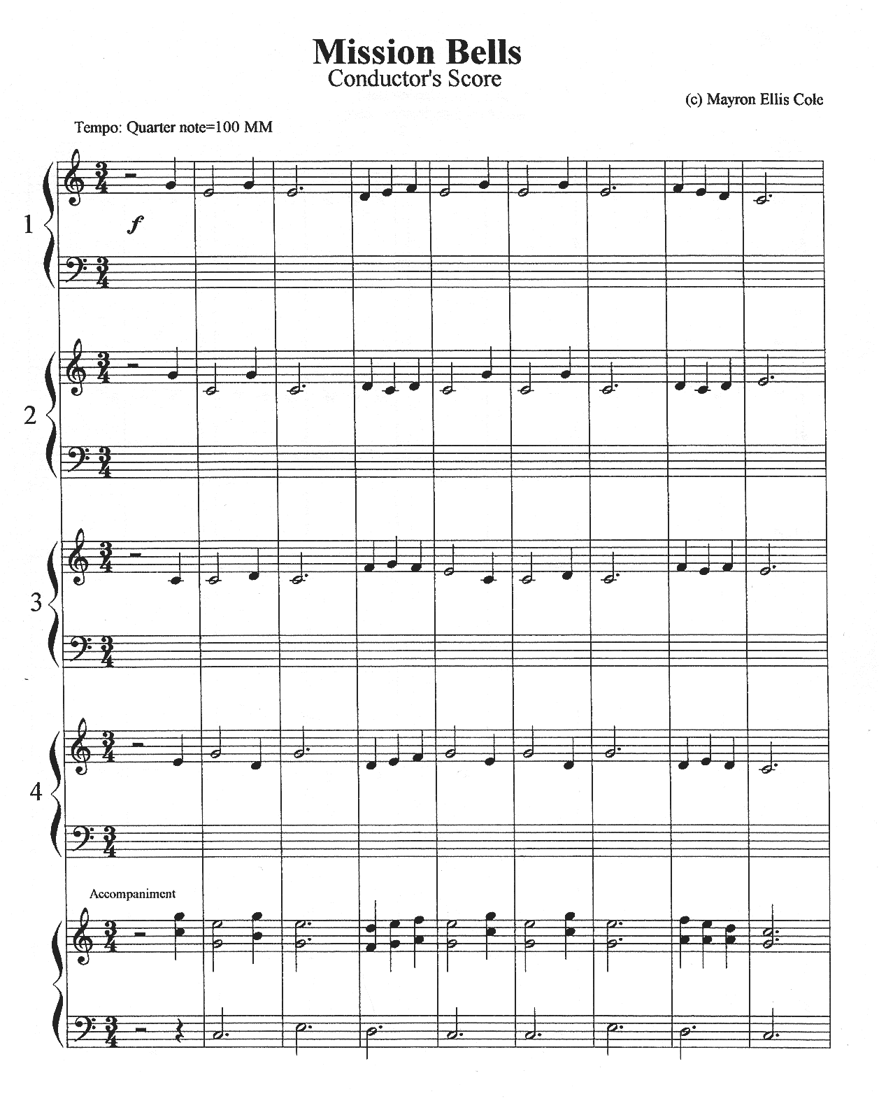 Mission Bells Ensemble Conductor's Score