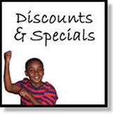 close-outs, discounts, and specials